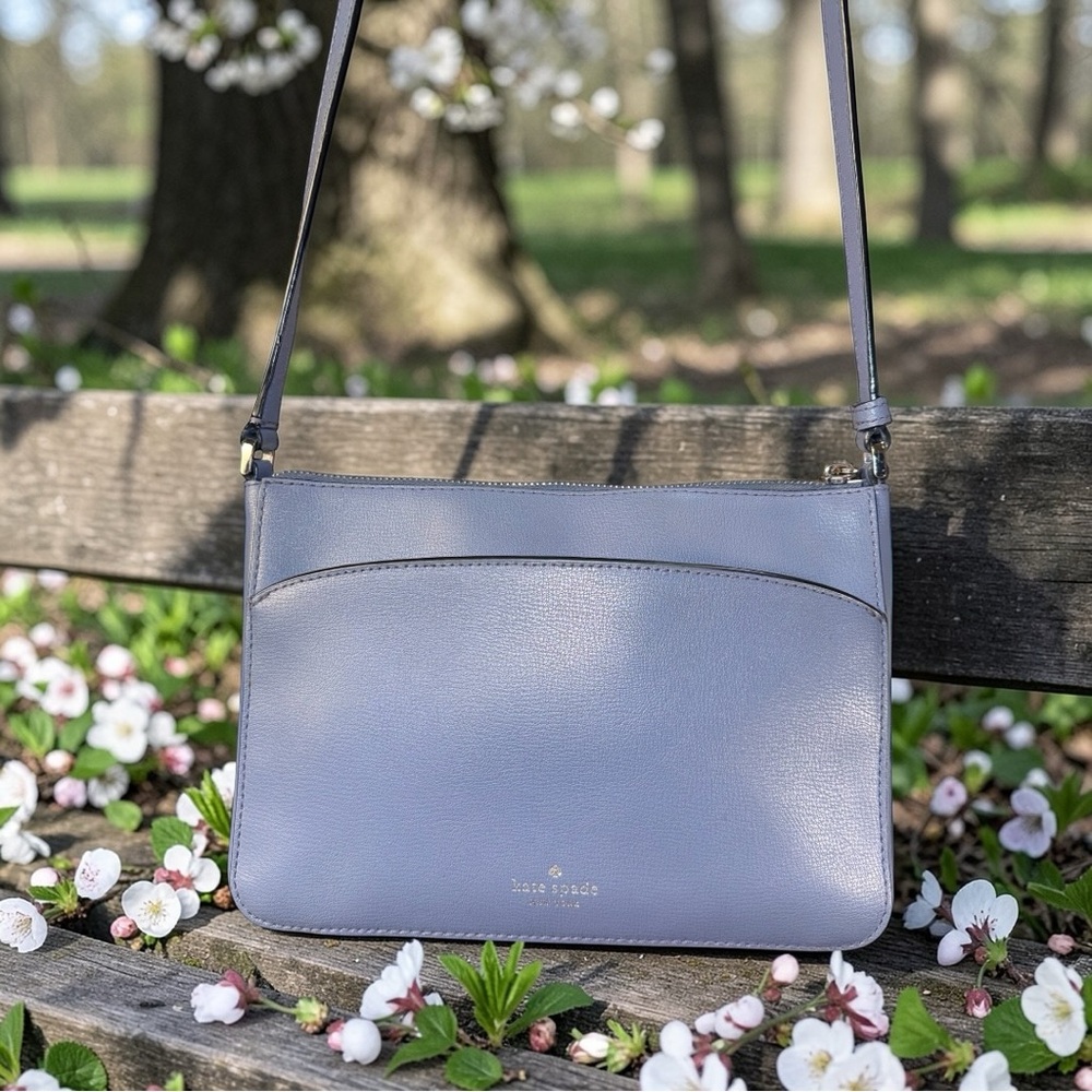 Kate Spade Adel Medium Top Zip Crossbody Shoulder Bag in Blueberry Cobbler 🫐🩵 - Picture 7 of 14